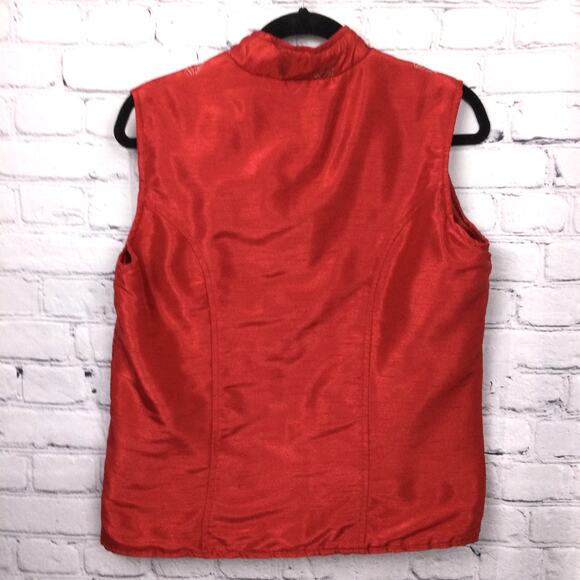 Baxter & Wells Quilted Embroidered Vintage Grannycore Full Zip Red Vest Size S - Picture 3 of 8